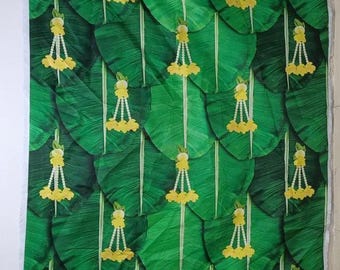 Banana Leaf pooja backdrop with marigold hangings