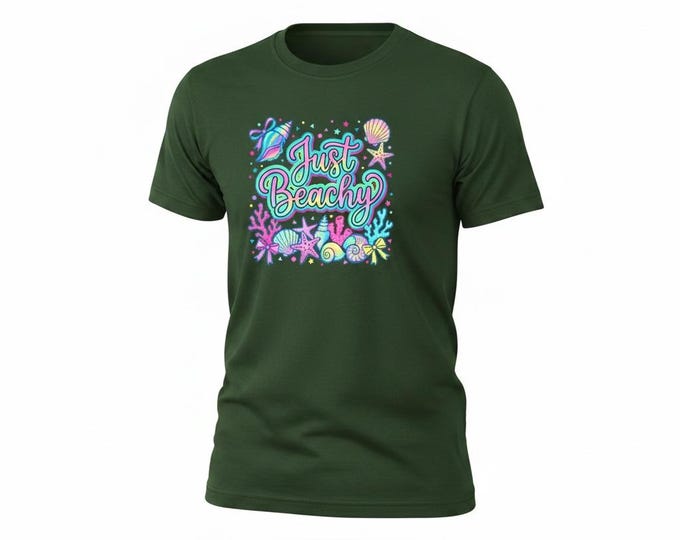 Just Beachy T-Shirt | Coastal Shell, Starfish, Coral Design (Vacation Gift)