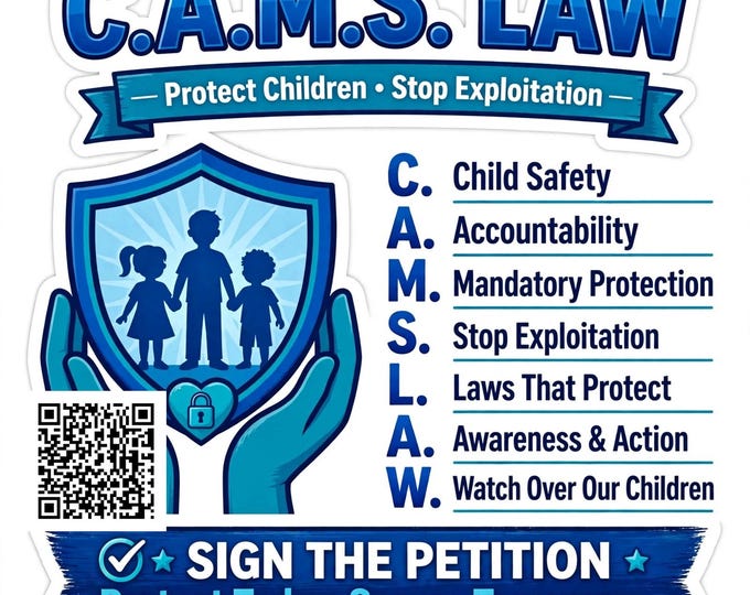 Cams Law Car Sticker | Protect Children Stop Exploitation Decal | Child Safety Awareness Sticker