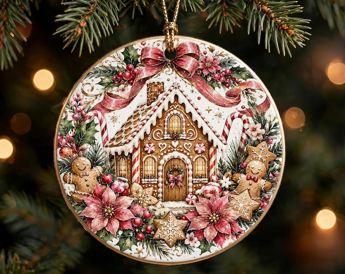 Gingerbread House Christmas Ornament | Cute Gingerbread Ornament | Double Sided MDF Christmas Tree Decoration | Sweet Holiday Gift