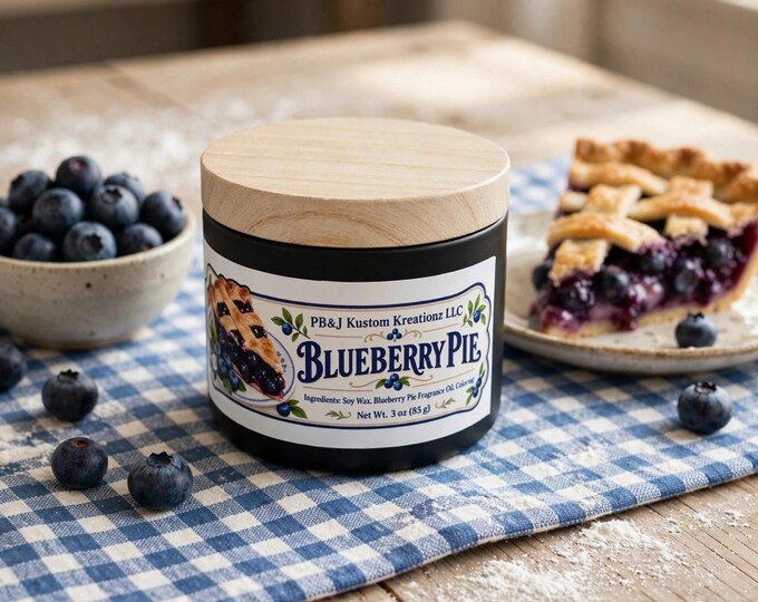 Blueberry Pie Soy Candle | Bakery Scented Candle 3oz | Handmade Blueberry Dessert Candle Gift