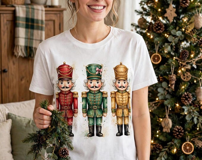Nutcracker Christmas Shirt | Vintage Watercolor Nutcracker Trio Holiday Tee | Nutcrackercore Christmas T-Shirt | Classic Holiday Gift Tee