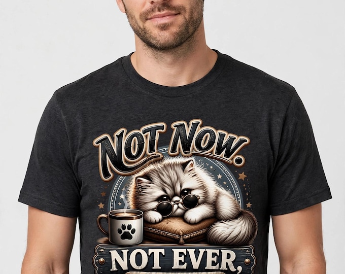 Sarcastic Grumpy Cat T-Shirt | Not Now Not Ever Tee (100% Cotton)