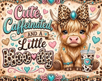 Highland Cow Tumbler Wrap, Coffee Lover Design (Digital Download)