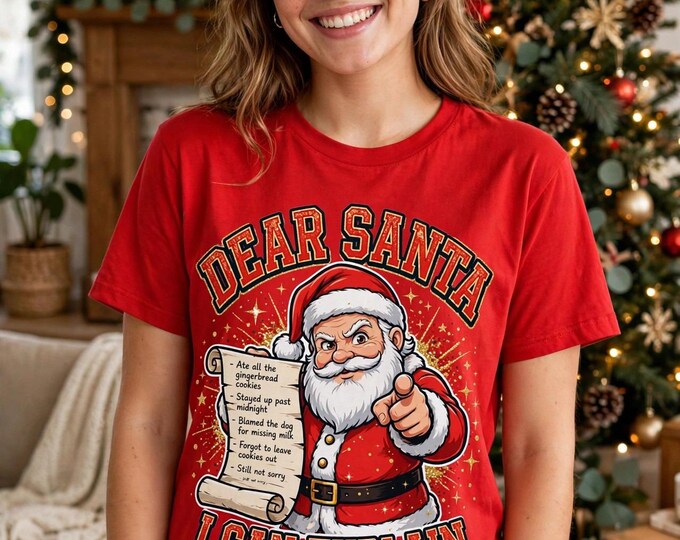 Dear Santa I Can Explain Shirt | Funny Santa Naughty List Christmas Tee | Sarcastic Christmas T-Shirt | Funny Holiday Gift