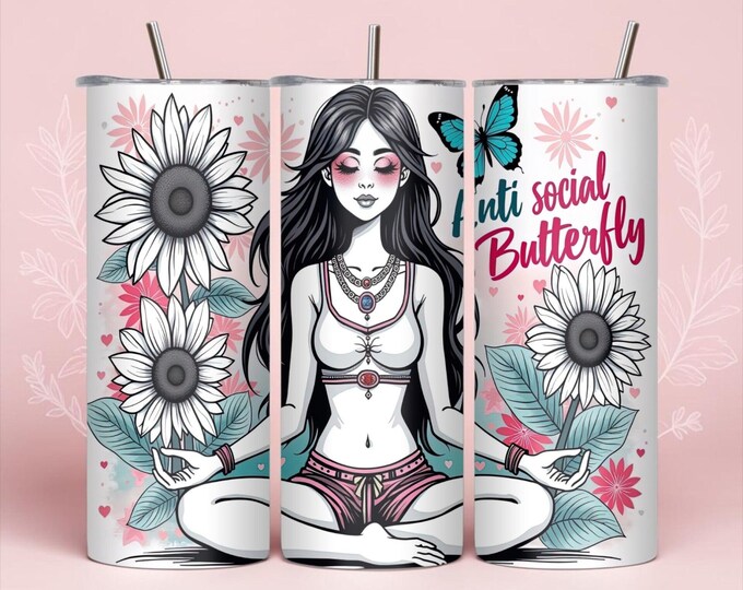 20 oz Skinny Tumbler | Boho Dreamcatcher Tumbler with Lid and Straw | Colorful Bohemian Gift