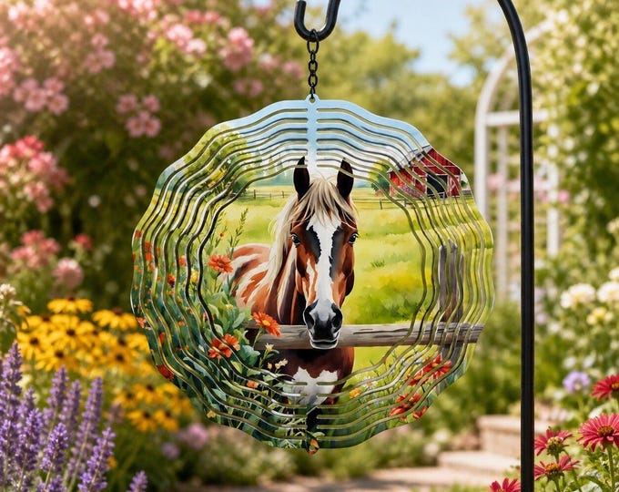 8" Horse Garden Wind Spinner | Country Farm Yard Decor (Made to Order)