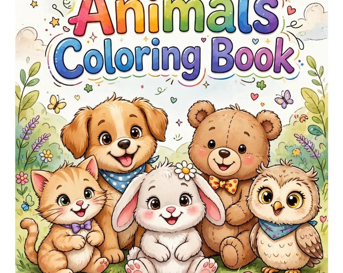 Animal Coloring Book for Kids | 20 Printable Pages (Digital Download)