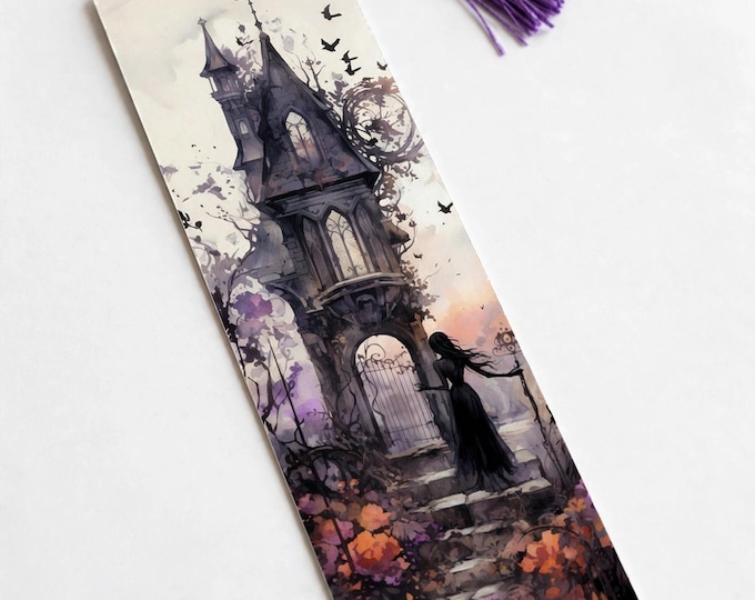 The Tower Gate Metal Bookmark with Tassel — Gothic Aluminum Bookmark, Dark Academia Gift, Book Lover Gift, Stocking Stuffer