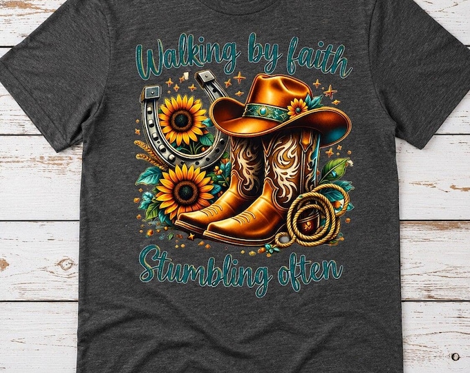 Western Faith Cowboy Boots T-Shirt | Christian Cowgirl Graphic Tee
