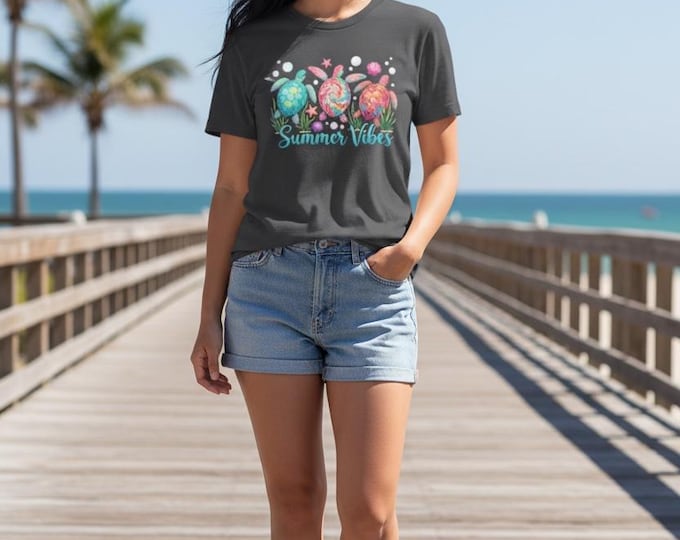 Summer Vibes Sea Turtle T-Shirt | Ocean Turtle Graphic Tee | Beach Vacation Shirt