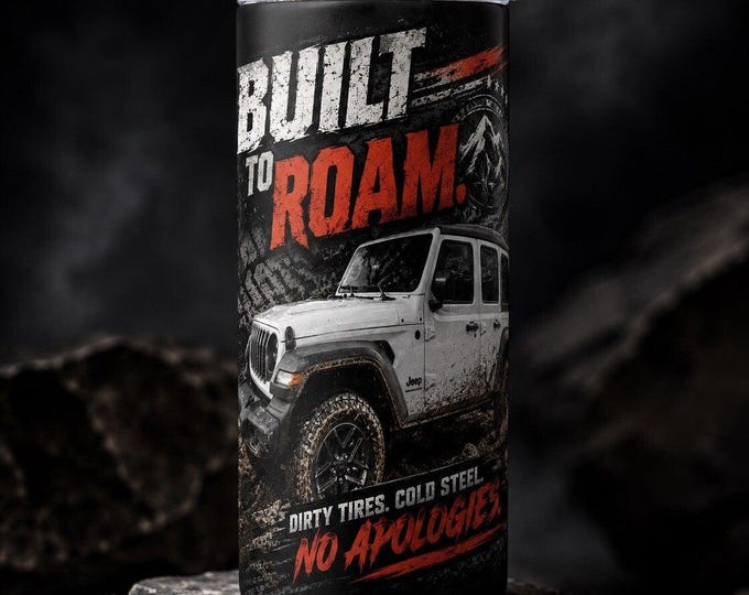 Built to Roam 20 oz Skinny Tumbler | Off-Road Vehicle Gift (Lid & Straw)