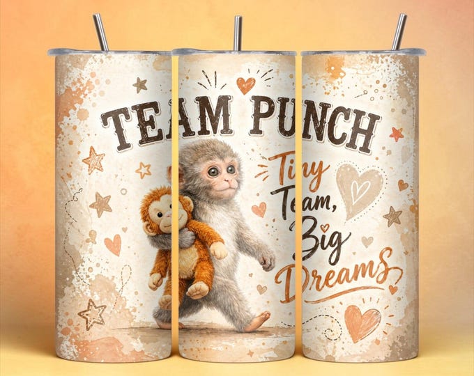 20 oz Skinny Tumbler – Team Punch Monkey, Tiny Team Big Dreams (Stainless Steel)