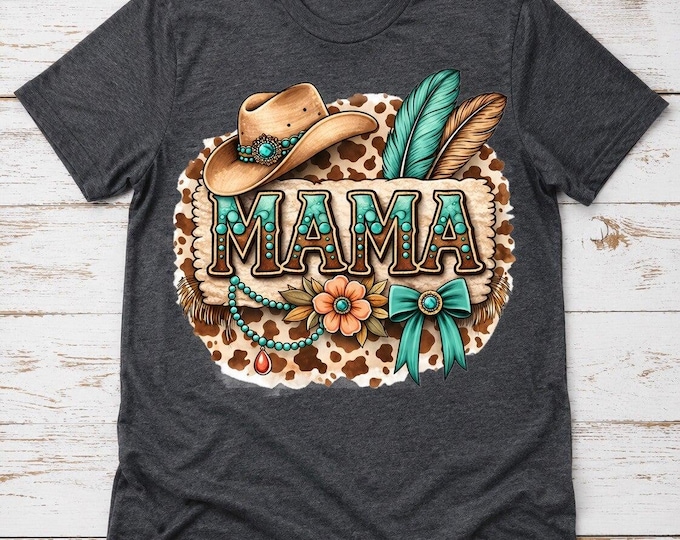 Western Boho Cowgirl Graphic T-Shirt | Cowgirl Hat Turquoise Tee | Rodeo Country Shirt