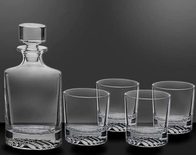 Personalized Whiskey Decanter Set | Custom Laser Engraved Decanter | Engraved Whiskey Glasses Gift Set
