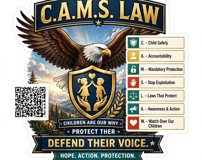 Cams Law Eagle Car Sticker | Protect Them Defend Their Voice Decal | Child Advocacy Awareness Sticker