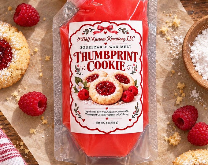 Squeezable Wax Melt | Thumbprint Cookie Bakery Wax Melt | 3oz Soy Wax Pouch for Wax Warmer