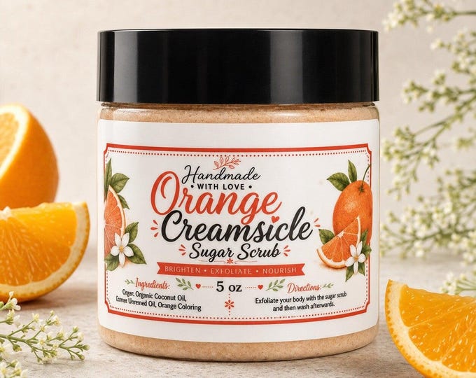 Handmade Orange Creamsicle Sugar Scrub | Citrus Exfoliating Body Scrub (5 oz)