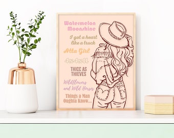 Lainey Wilson Inspired Song Lyric Digital 8x10 Print