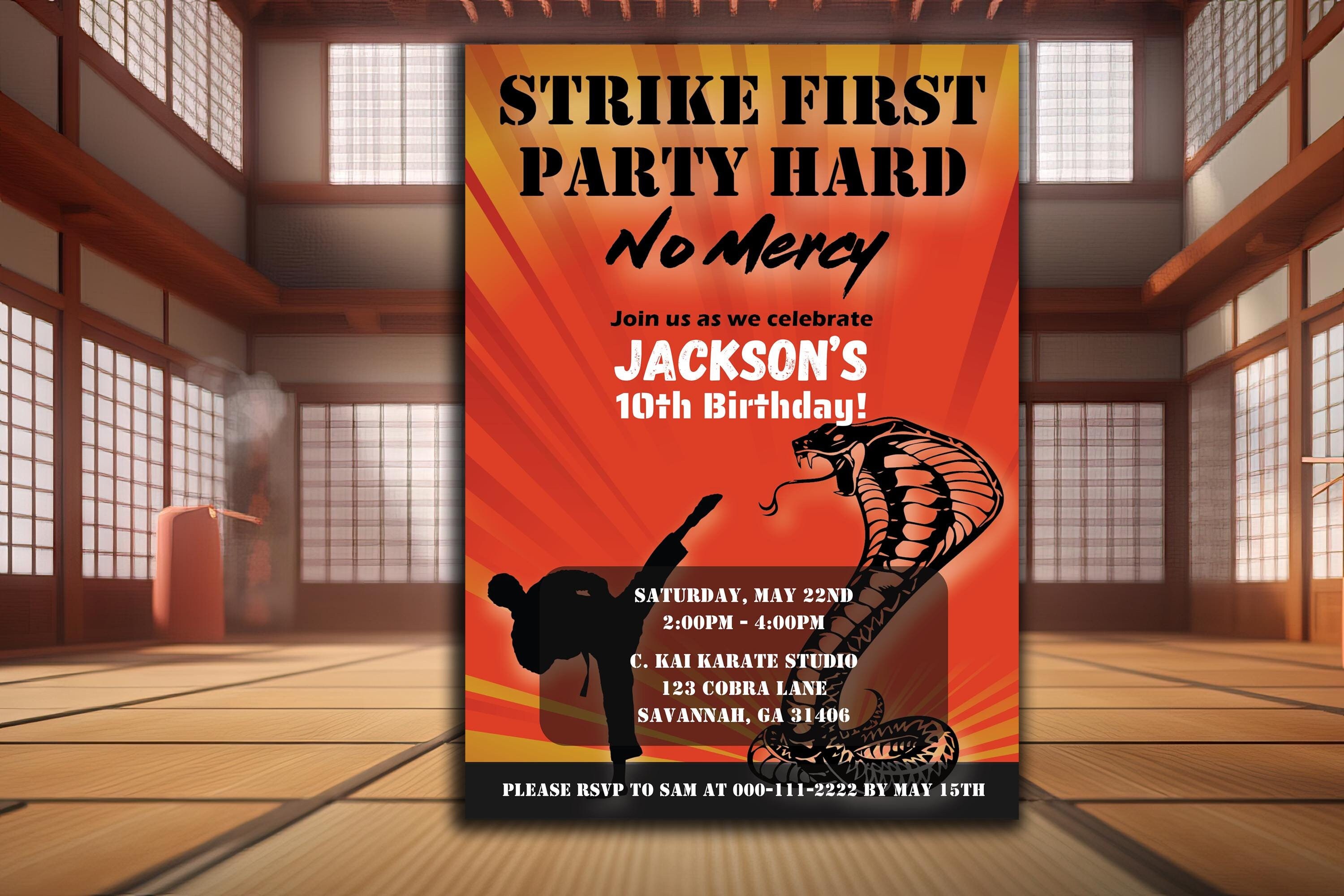 Cobra Kai Inspired Karate Birthday Party Invitation Template