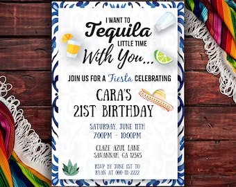 Clase Azul inspired invitation &quot;Tequila Little Time With You&quot; Birthday Invitation Template