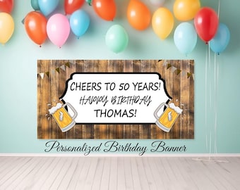 50th Birthday Banner, Cheers To 50 Years, 50th Birthday Decor, Adult Birthday Banner, Personalized 50th Birthday Backdrop