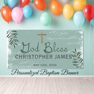 Personalized Baptism Banner, Custom First Communion Banner, Personalised Communion Banner, Baptism Backdrop, 1st Communion Sign