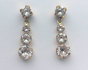 Magnetic Trio Earring - Swarovski Rhinestone Bridal Magnetic Earring for Non-Pierced Ears