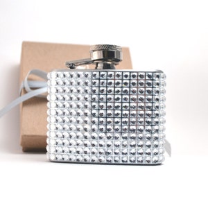 CLEARANCE — Rhinestone Covered 2 oz Flask - Great Bridesmaid Gift - Six Colors Available