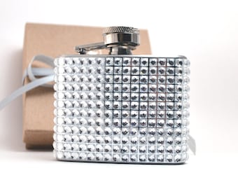 CLEARANCE — Rhinestone Covered 2 oz Flask - Great Bridesmaid Gift - Six Colors Available