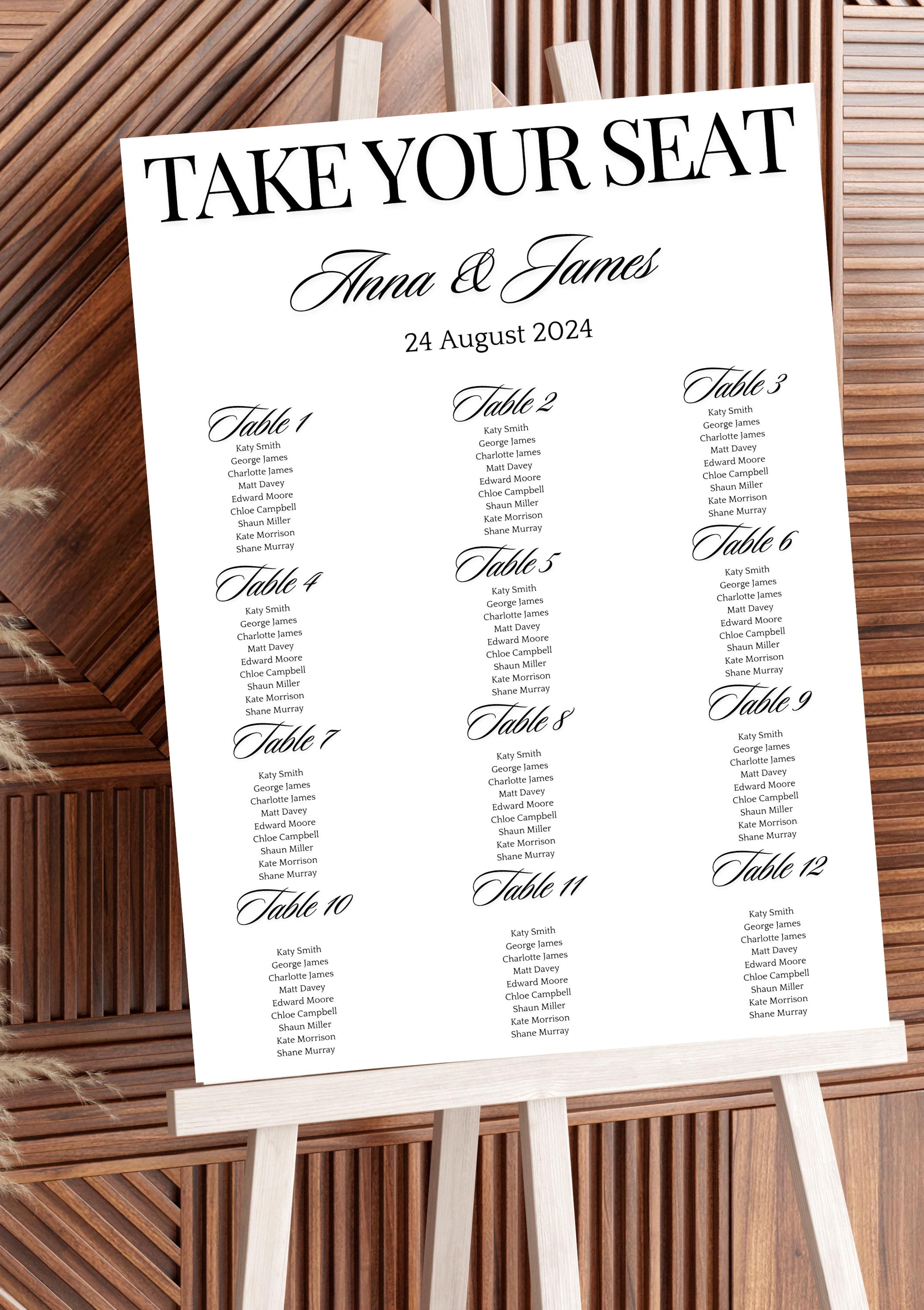 Editable Seating Chart Template Canva Wedding Seating Plan Printable ...