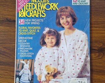 McCall's Needlework & Crafts April 1991 Easter Crochet baskets, knit, cross stitch sew bunnies and