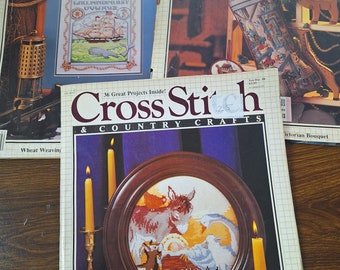 Cross Stitch & Country Crafts magazine set of 3 Nov/Dec 1988 Jan/Feb 1989 July/Aug 1990