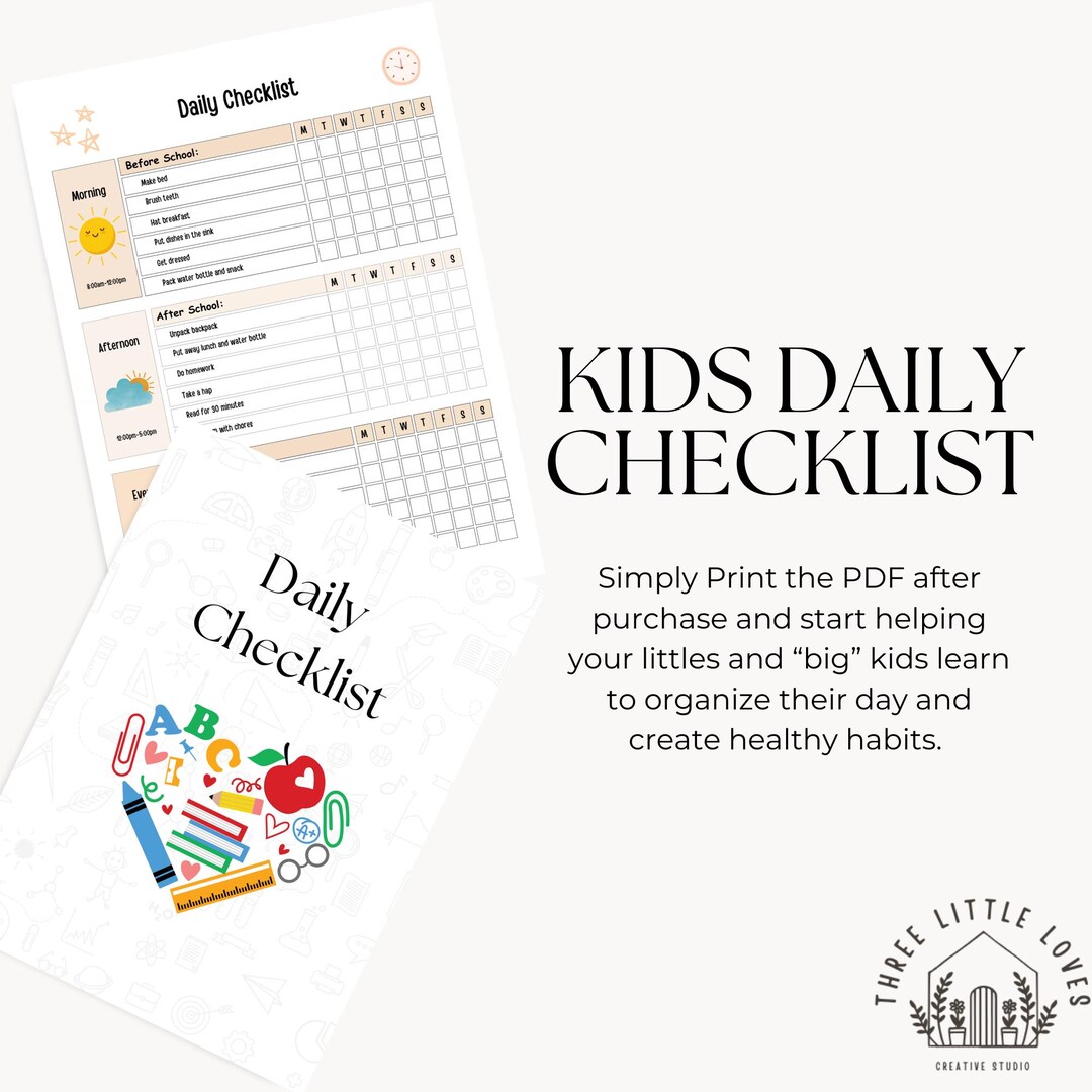 Kids Daily Checklist. Chore Chart, Mourning Routine, Afternoon Routine ...