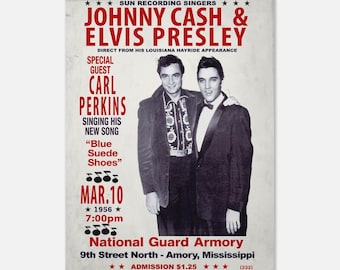 Johnny Cash & Elvis Presley Concert Poster: 1956 Sun Recording Artists