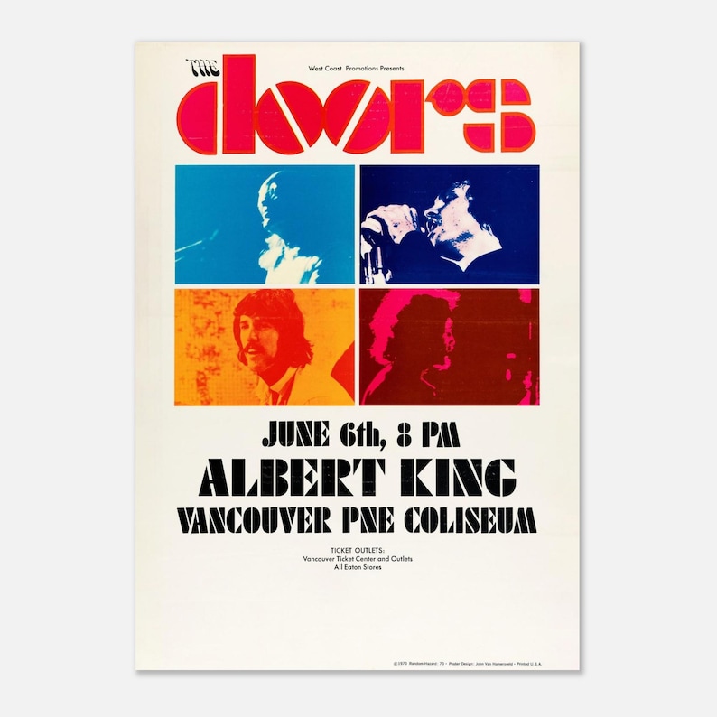 The Doors 1970 Vancouver Concert Poster: Vintage Rock Music Art - Etsy