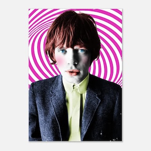 Impresión de Mick Jagger, Rolling Stones, impresión de arte pop, azul y dorado, póster de papel semibrillante clásico bohemio.