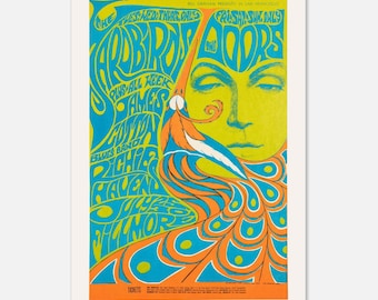 The Doors, Yardbirds Concert Poster: 1967 Fillmore Auditorium, Vintage Rock Print, Semi-Glossy Paper Poster