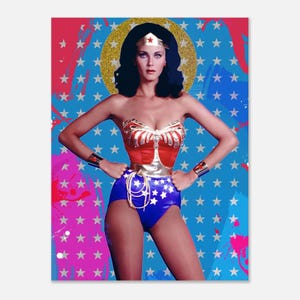 Lynda Carter, Wonder Woman Print, Modern Pop Art, BoHo Classic Półbłyszczący plakat papierowy