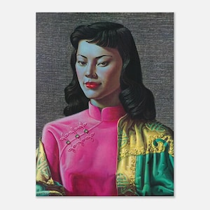 Miss Wong Print, Green Lady, Collectable Art Picture, Vintage Retro Mid Century Picture