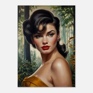 Stampa moderna di ragazza di metà secolo, ispirata a Tretchikoff, J.H. Lynch, Louis Shabner, poster originale vintage BoHo, arte murale kitsch retrò