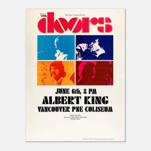 Póster de The Doors, concierto de Vancouver, Columbia Británica, 1970. Póster de estilo bohemio, arte mural musical vintage, música rock, póster de papel semibrillante.