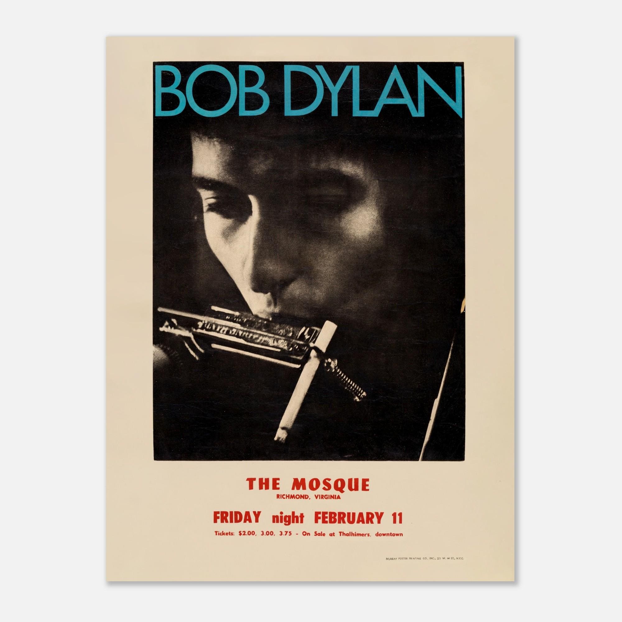 Bob Dylan 1966 Richmond Concert Poster: the Hawks, the Band - Semi