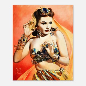Stampa di Henry Clive, Yvonne de Carlo come Mata Hari, 1948, arte retrò vintage da collezione