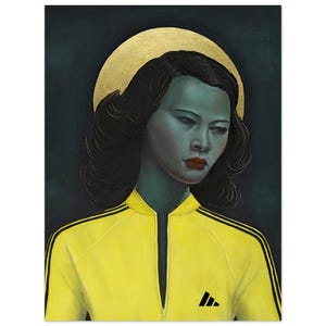 Modern Chinese Girl Print, Green Lady, Altered Art, Tretchikoff Rousseau, Retro Vintage Poster