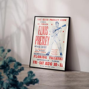 Elvis Presley Concert Poster, 1956 Reproduction, Vintage Classic Semi-Glossy Paper Poster