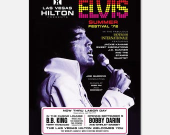 Manifesto del concerto di Elvis Presley, Las Vegas Hilton 1972, manifesto in carta semilucida BoHo Classic