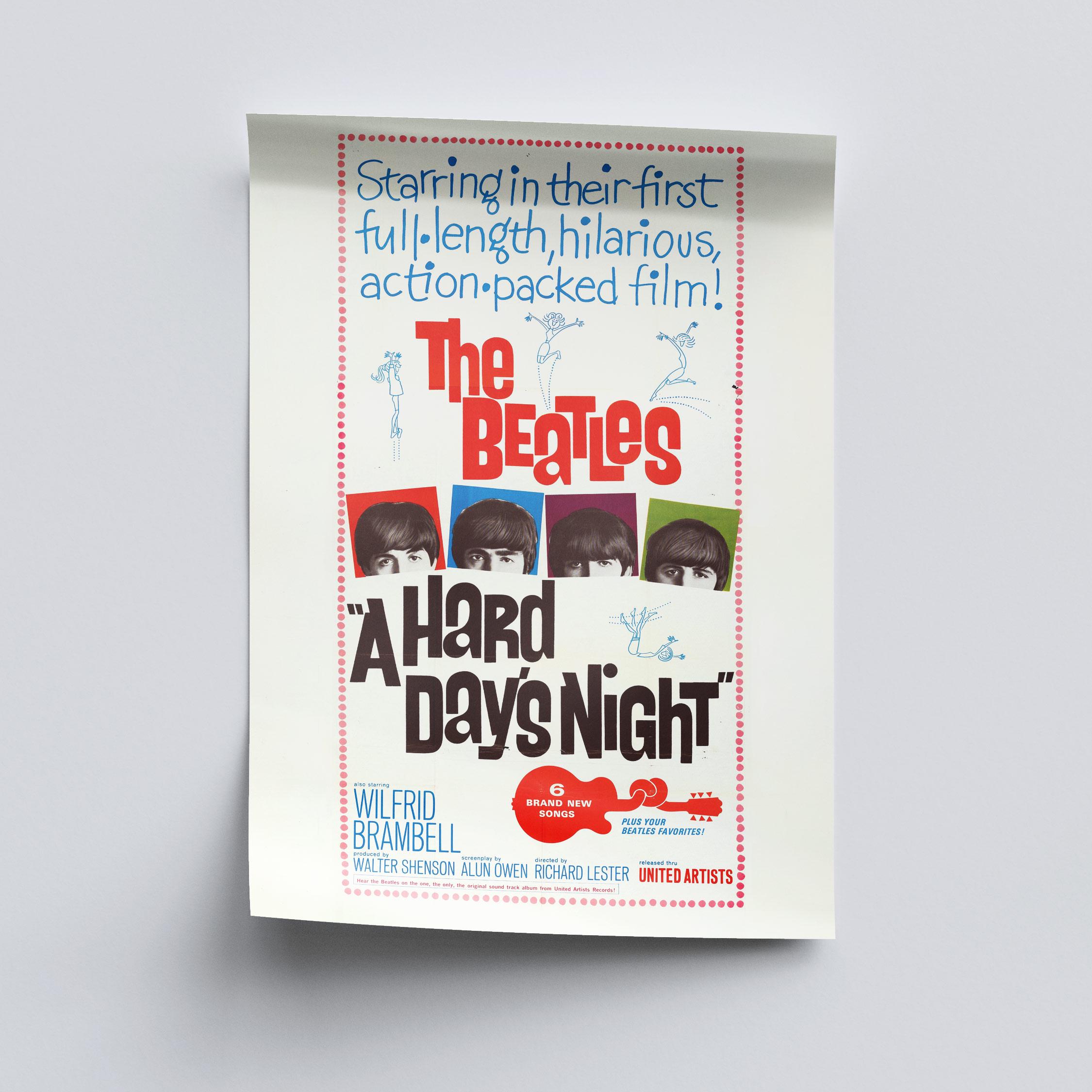 ビートルズの映画ポスター：ハード・デイズ・ナイト - 1964年