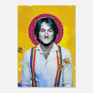 Impresión de Robin Williams, ícono de la comedia, Mork & Mindy, póster de papel semibrillante clásico bohemio.