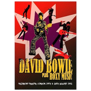 Stampa del concerto di David Bowie Plus Roxy Music, concerto al Rainbow Theatre del 1972, decorazione da parete retrò, regalo Ziggy Stardust, poster originale BoHo